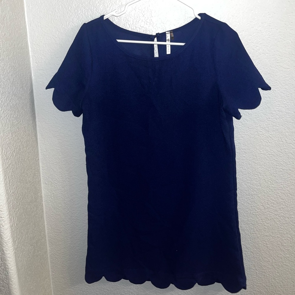 Navy Blue Scalloped Dress